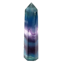 Load image into Gallery viewer, QGEM Fluorite Self Standing Healing Crystal Point Wand 6 Faceted Prism Wand 80-90mm Carved Reiki Stone Figurine For Wire Wrapping, Grids, Crafts, Healing, Wicca and Energy