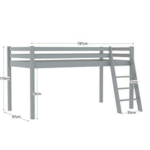 Load image into Gallery viewer, Vida Designs Sydney High Sleeper Cabin Bunk Bed With Ladder, Solid Pine Wood Frame, Kids Children, Single 3 Foot, Grey