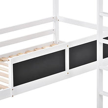 Load image into Gallery viewer, Children's Bed Frame 3FT, Bunk Bed for Kids with Blackboard & Ladder for 2 People, Pine Wood, 198x165x198.5 cm(BxHxT)