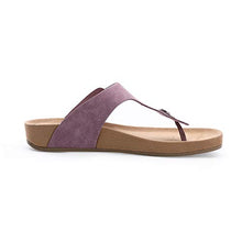 Load image into Gallery viewer, MecKiss Women’s Classic Platform Thong Sandals Toe Post Buckle T-bar Slippers Taux Leather Slip On Flip Flops Casual Beach Shoes (Light Lilac, Numeric_6)