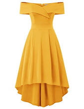 Load image into Gallery viewer, JASAMBAC Off The Shoulder Dress for Women Cocktail Party Wedding Guest Dresses Yellow L
