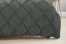 Load image into Gallery viewer, Aaryan Linen Pintuck Duvet Cover Sets - Double Duvet Set - Perfect Double Bedding Set with Pillow Cases & Complementary Pintuck Cushion Cover - Charcoal