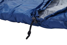 Load image into Gallery viewer, Cross Country Hooded Rectangular Sleeping Bag for Adults & Kids, Warm & Lightweight, 2 Season, for Camping, Hiking, Festivals, 210x75cm 150GSM, Full Length Zipper & Drawstring, Blue & Grey