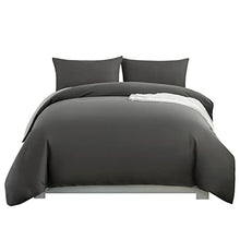 Load image into Gallery viewer, MOHAP Duvet Cover Set 3 PCS Double Plain Brushed Microfiber Bedding Duvet Cover with Pillowcases Dark Grey+Light Grey