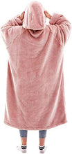 Load image into Gallery viewer, Oversized Blanket Hoodie for Men & Women, Super Soft Warm Cozy Wearable Sweatshirt Hoodie for Adults Thick Flannel Blanket with Sleeves and Giant Pocket, One Size (PINK)