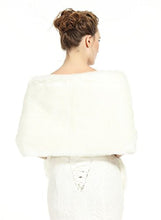 Load image into Gallery viewer, BEAUTELICATE Faux Fur Wrap Shawl Stole Women’s Bridal Long Shrug Cape for Winter Wedding Brides Bridesmaids Ivory