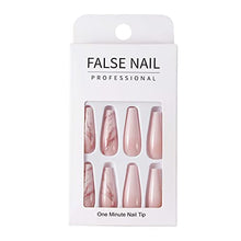 Load image into Gallery viewer, Brishow Coffin False Nails Long Fake Nails Gold Foil Press on Nails Ballerina Acrylic Stick on Nails 24pcs for Women and Girls
