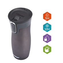 Load image into Gallery viewer, Contigo West Loop Autoseal Travel Mug, Stainless Steel Thermal Mug, Vacuum Flask, Leakproof Tumbler, Coffee Mug with BPA Easy-Clean Lid, 470 ml, Gunmetal