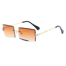 Load image into Gallery viewer, Dollger Rimless Rectangle Sunglasses for round faces for Women Fashion Frameless Square Glasses for Men Ultralight UV400 Eyewear Unisex Tea