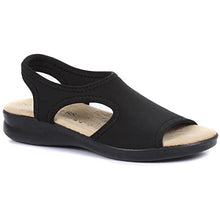 Load image into Gallery viewer, Pavers Slingback Sandals for Women - Wider D/E Fit, Anti-shock Insole, Wide Fit Stretch Shoes for Everyday Casual Wear - Flat Heel Ladies Sandals - Black Size 2 (35)