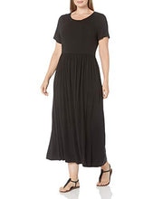Load image into Gallery viewer, Amazon Essentials Women's Short-Sleeve Waisted Maxi Dress, Black, M