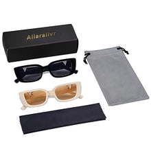 Load image into Gallery viewer, Allarallvr Rectangle Cat Eye Thin Sunglasses for round faces for Women 90s Retro Trendy Y2K Aesthetic Vintage Square Small Shades AR82037(Black+Beige)
