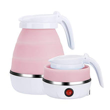 Load image into Gallery viewer, Gobesty Foldable kettle, Portable Foldable Electric Kettle for Travel Food Grade Silicone Electric Water Heater Collapses with Separable Power Cord Ideal for Hiking Camping and indoor(0.6L, pink)