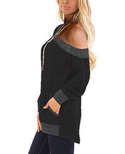 Load image into Gallery viewer, Famulily Ladies Sweatshirt Baggy Oversized Tops with Pockets for Women UK Black M