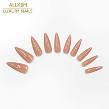 Load image into Gallery viewer, ALLKEM Nude Sculpted Extra Long Stiletto Press on Nails Long Ballerina False Nail - Tips 20 pcs Full Cover Acrylic fake Nails 10 Sizes