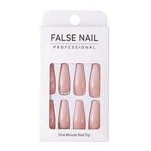 Load image into Gallery viewer, Brishow Coffin False Nails Long Fake Nails Nude Press on Nails Ballerina Acrylic Stick on Nails 24pcs for Women and Girls