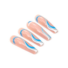 Load image into Gallery viewer, Brishow Coffin False Nails Wavy Lines Press on Nails Long Fake Nails Bellarina Acrylic Stick on Nails 24pcs for Women and Girls