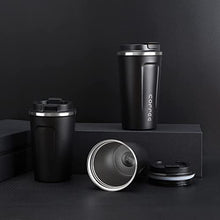 Load image into Gallery viewer, Coffee Cup, Travel Mug Insulated & Reusable Thermal Stainless Steel with Leakproof Lid & Eco-Friendly for Hot & Cold Drinks 380ml (Black)