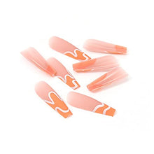 Load image into Gallery viewer, Brishow Coffin False Nails Long Fake Nails Orange Wave Press on Nails Bellarina Acrylic Stick on Nails 24pcs for Women and Girls