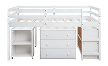 Load image into Gallery viewer, 3FT Pine Wood Frame, Multiple Functions Children Bed with Three Drawers/Desk/Storage Shelves Loft Bed with Metal Accessories, MDF Boards, 190x90cm, 2021 New【UK in Stock】 (White)