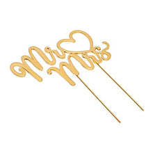Load image into Gallery viewer, Gold Mr Mrs Cake Wedding Topper for Anniversary, Bridal Shower (5.2 x 6.5 In)