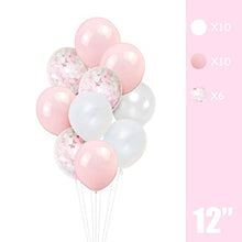 Load image into Gallery viewer, JOYMEMO Baby Shower Decorations for Girls Pink and White, Baby Girl Balloons, Elephant Garland, Confetti Balloons, Elephant Cake Topper for Baby Shower Supplies