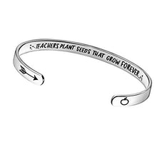 Load image into Gallery viewer, Teacher Appreciation Gifts Teacher Cuff Bracelet Gifts Charm Cuff Jewellery Gifts for Women Teacher Bangle for Teachers Day Teacher Appreciation Week Present (34 Teacher Plant Seeds)