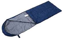 Load image into Gallery viewer, Cross Country Hooded Rectangular Sleeping Bag for Adults & Kids, Warm & Lightweight, 2 Season, for Camping, Hiking, Festivals, 210x75cm 150GSM, Full Length Zipper & Drawstring, Blue & Grey