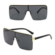 Load image into Gallery viewer, FOENIXSONG, Pack of 2, Fashion Sunglasses Oversized Gold Frame Brown/Gray Lens UV400 Flat Top Square Glasses for Men Women