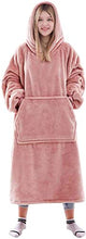 Load image into Gallery viewer, Oversized Blanket Hoodie for Men & Women, Super Soft Warm Cozy Wearable Sweatshirt Hoodie for Adults Thick Flannel Blanket with Sleeves and Giant Pocket, One Size (PINK)
