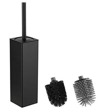 Load image into Gallery viewer, bgl Toilet Brush and Holder, Silicone Toilet Brush Holder 2 Brush Head, Aluminum Square Loo Brush for Bathroom Cleaning, Toilet Brushes (Matte Black)
