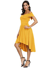 Load image into Gallery viewer, JASAMBAC Off The Shoulder Dress for Women Cocktail Party Wedding Guest Dresses Yellow L