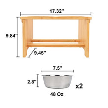 Load image into Gallery viewer, Raised Dog Bowls for Large Dogs, Elevated Dog Bowls Double, Bamboo Dog Food Bowl with 2 Stainless Steel by Nothing burger