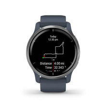 Load image into Gallery viewer, Garmin Venu 2 GPS smartwatch with all-day health monitoring, Silver Bezel with Granite Blue Case and Silicone Band