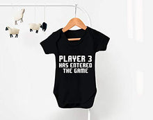 Load image into Gallery viewer, Reality Glitch Player 3 Has Entered The Game Short Sleeve Gaming Black Baby grow or Vest for Baby Boy or Girl (0-3 Months, Black)