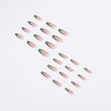 Load image into Gallery viewer, 24Pcs Press on Green Nails Medium Length Fake Nails Full Cover Stick on Nails French Green Daisy Exquisite Design Fashion Nail Decoration for Nails for Women and Girls