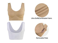 Load image into Gallery viewer, Lemef 3-Pack Seamless Sports Bra Wirefree Yoga Bra with Removable Pads for Women (Medium, Black&White&Nude)