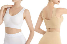 Load image into Gallery viewer, Lemef 3-Pack Seamless Sports Bra Wirefree Yoga Bra with Removable Pads for Women (Medium, Black&White&Nude)