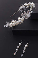 Load image into Gallery viewer, BERYUAN Bridal Leaf Pearl Tiara Women Crown Silver Wedding Hair Accessory Rhinestone Crystal Hair Piece Gift for Her Party Headpiece for Bride Bridesmaid Girls (Silver)