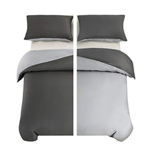 Load image into Gallery viewer, MOHAP Duvet Cover Set 3 PCS Double Plain Brushed Microfiber Bedding Duvet Cover with Pillowcases Dark Grey+Light Grey
