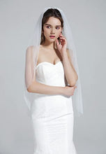 Load image into Gallery viewer, BEAUTELICATE Wedding Bridal Veil Cut Edge with Comb 1 Tier Fingertip&Cathedral Length, Fingertip Length 39 inches, Ivory