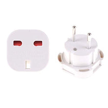 Load image into Gallery viewer, Q4U Q4UW2 Travel Adaptor White UK to EU Convert Power UK plug 3 pin to European Plug 2 Pin, Pack of 2