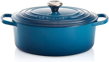 Load image into Gallery viewer, LE CREUSET Signature Enamelled Cast Iron Oval Casserole Dish With Lid, 31 cm, 6.3 Litre, Marseille Blue, 211783120