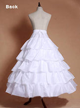 Load image into Gallery viewer, YULUOSHA Women's Crinoline Petticoat 4 Hoop Skirt 5 Ruffles Layers Ball Gown Half Slips Underskirt for Wedding Bridal Dress - White -