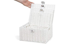 Load image into Gallery viewer, Arpan Set of 3 Resin Woven Storage Basket Box with Lid & Lock (White)
