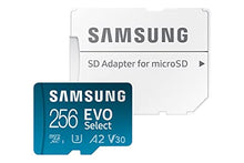 Load image into Gallery viewer, Samsung EVO Select 256GB microSDXC UHS-I U3 130MB/s Full HD & 4K UHD Memory Card inc. SD-Adapter (MB-ME256KA/EU)