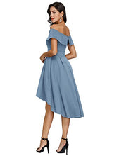 Load image into Gallery viewer, JASAMBAC Cocktail Dresses for Wedding Guest High Low Formal Off The Shoulder Dresses for Women Haze Blue M