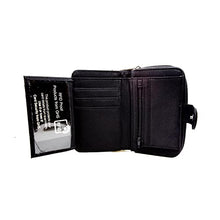 Load image into Gallery viewer, Women's Small Purse, Real Leather Zip Wallet with Coin and Key Pocket for Ladies (Black)