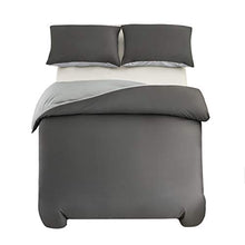 Load image into Gallery viewer, MOHAP Duvet Cover Set 3 PCS Double Plain Brushed Microfiber Bedding Duvet Cover with Pillowcases Dark Grey+Light Grey