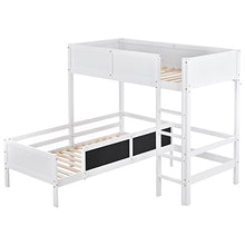 Load image into Gallery viewer, Children's Bed Frame 3FT, Bunk Bed for Kids with Blackboard & Ladder for 2 People, Pine Wood, 198x165x198.5 cm(BxHxT)